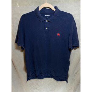 Express Polo Shirt Adult‎ Medium Blue Logo Button Golfer Rugby Mens